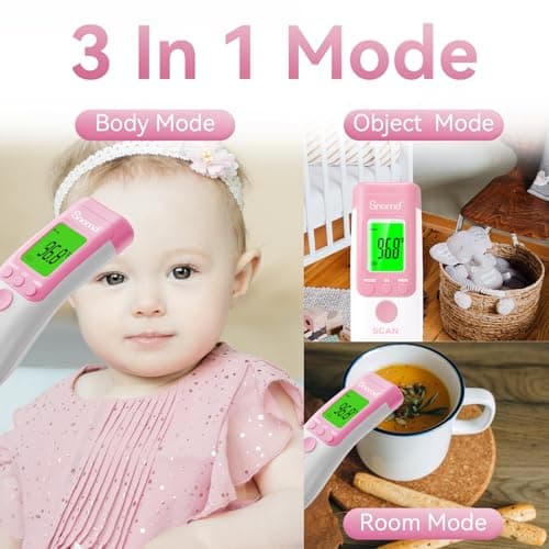 Snomd Digital Non-Contact Infrared Forehead Thermometer for Adults, Kids, and Baby, 3-in-1 Medical Grade Thermometer with Fever Indicator, Instant Reading, Backlit LCD Display - Thumbnail 6