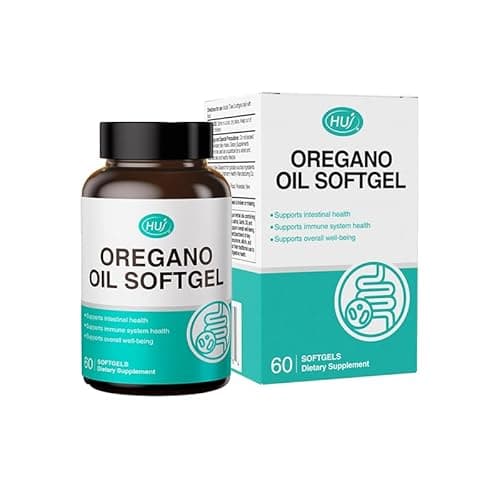 HUJ Oregano Oil Softgel with High Strength 55% Carvacrol - Premium Complex with Black Cumin Seed Oil, Garlic Oil - Natural Plant-Based Formula for Normal Immune and Gut Health Support - 60 Softgels - Image 1