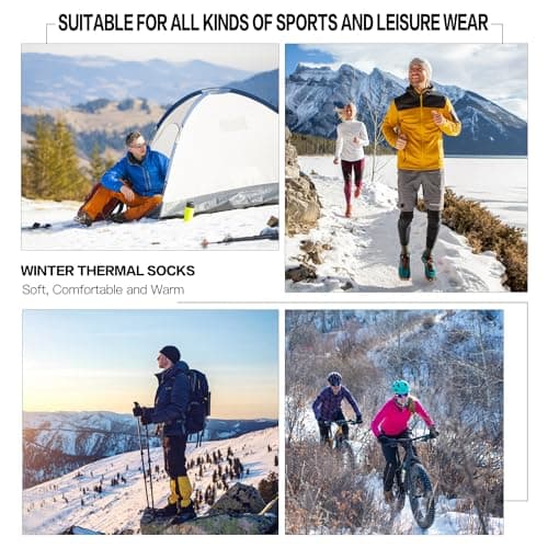 CLOSEMATE Mens Thermal Winter Crew Socks for Boots Thick and Warm for Cold Weather Work Hiking 5 Pairs(1Black 1DarkGrey 1Brown 1DarkBlue 1DarkGreen, Size M) - Thumbnail 5