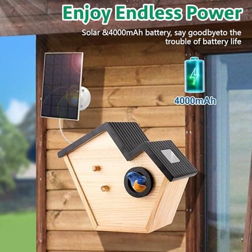 Bird House with Camera Solar Powered,2K HD & Night Vision for AI Camera Recognition for Over 10,000 Species, Real-time Videos & Pictures,Auto Detect & Notify Birdhouse Kit for Bird Lovers (Black) - Thumbnail 6