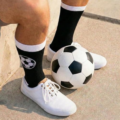 ZAOMENG 2Pack Funny Soccer Socks for Boys Men - Novelty Crazy Crew Socks Gifts for Teen Boys - Cool Sports Football Fan Birthday Gift - Cotton Casual Dress Socks(Black and White) - Thumbnail 2