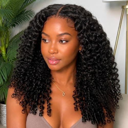 CGRY V Part Wig Human Hair Burmese Curly 18A Raw Glueless 3C/4A