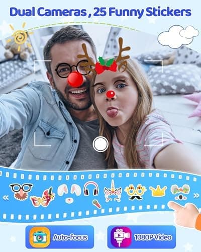KOKODI Kids Smart Phone Toys, Birthday Gifts Idea Dinosaur Toys for 3 4 5 6 7 8 Year Old Boys, Touchscreen HD Digital Dual Video Camera, Preschool Learning Toy for Kids 3-5 Travel Trip Activity (Blue) - Thumbnail 4