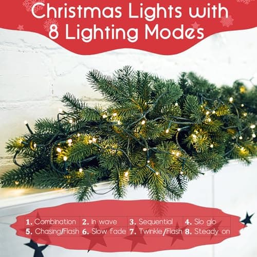 ANGSKALSA Battery Operated Christmas Lights - 50 LED Mini Lights with Auto Timer, 8 Modes, Warm White - Thumbnail 5