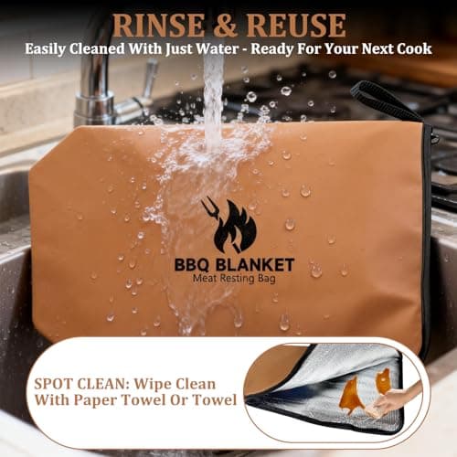 BBQ Blanket for Resting Meat, 21-Inch, Brown PU, 5-Layer Thermal Insulation, Insulated Brisket Bag for Camping, Picnic, and Party (Brown) - Thumbnail 5
