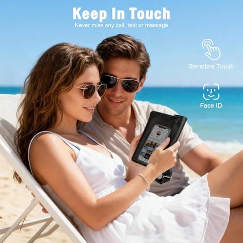 UOEPOWA Waterproof Waist Bag, Passport Wallet Tote, IPX8 Waterproof Rating, Underwater-Use Phone Pouch, TUP Dry Bag, Ideal for Diving, Swimming, Kayaking (2-Pack Set in Black) - Thumbnail 4