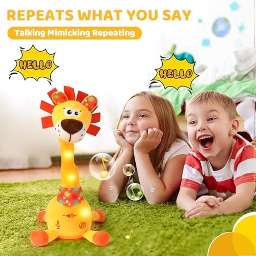 LLUKEME Dancing Talking Lion Toy, Stuffed Animal Baby Toy Repeating What You Say, Glowing Musical Electronic Lion with Fluffy Mane Gifts for Toddlers 1-3 Years Old Easter Gift for Kids - Thumbnail 3