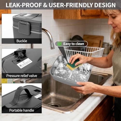 Foliantrix Heated Lunch Box 90W Electric Lunch Box for Adults with 2L Stainless Steel Container Portable Food Warmer for Men/Car/Truck/Work/Travel Loncheras Para Hombres De Trabajo 12/24/110v - Thumbnail 4