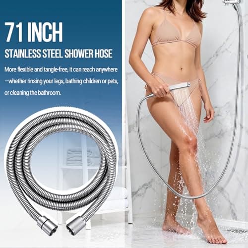 G-Promise All Metal 12 Inches Rain Shower Head with Handheld Spray Combo Build-in Power Wash Mode, Ideal for Modern Bathroom Upgrade (1.8 GPM) - Thumbnail 5