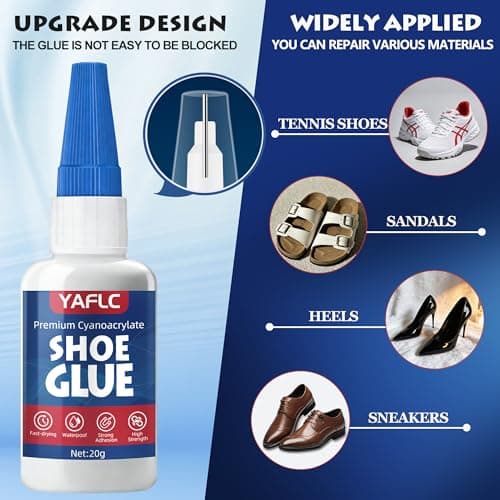 YAFLC Shoe Glue Sole Repair, Super Glue for Shoe Heavy Duty, Boot Repair, Sneakers, Athletic Shoes, Heels, Sandals 40g - Thumbnail 2