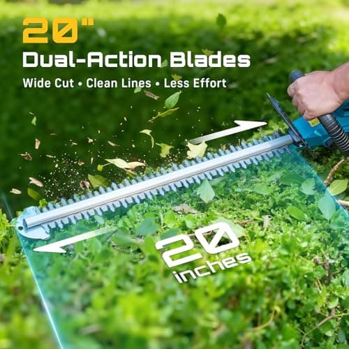 SEESII Cordless Hedge Trimmer and Leaf Blower Combo, 2 Pcs 4.0Ah Batteries, Electric Handheld Bush Trimmer with 20" Dual-Action Blade, Lightweight Brushless Blower with 2 Speed Modes for Yard Garden - Thumbnail 3