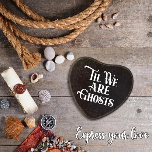 Til We Are Ghosts - Gothic Wooden Wall Art - 6 X 5 Inch Heart-Shaped Wood Plaque With A Hook On Back Side, whimsigoth, Halloween witchy home decor, Valentine's day Gifts For Women Men Lover - C04 - Thumbnail 6