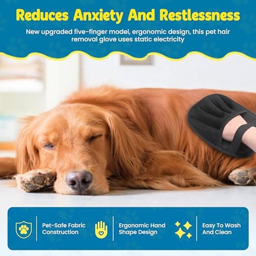 Niblomia Pet Hair Removal Glove,Pet electrostatic Hair Removal Gloves, Washable Reusable Dogs Cats Hair Grooming Tools Gloves for Furniture Bed Sheets Couch Clothes Fabric Car Seats - Thumbnail 2