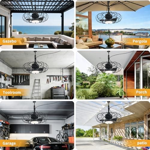 AHAWILL Outdoor Ceiling Fan with Light,20in Gazebo Fan with Remote and APP, 6 Speed,Dimmable 3 Color,Waterproof Cage Fan for Patio,Porch, Pergola,Canopy (dark black) - Thumbnail 6