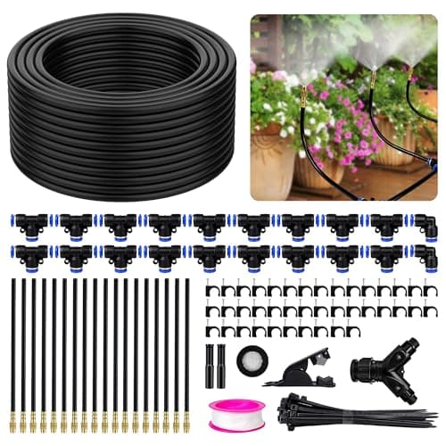 100FT Drip Irrigation Kit System for Garden 360° Adjustable Garden Sprinklers for Yard Watering System with 18 Nozzles Raised Bed Greenhouse Plant Watering Devices Misting System - Image 1