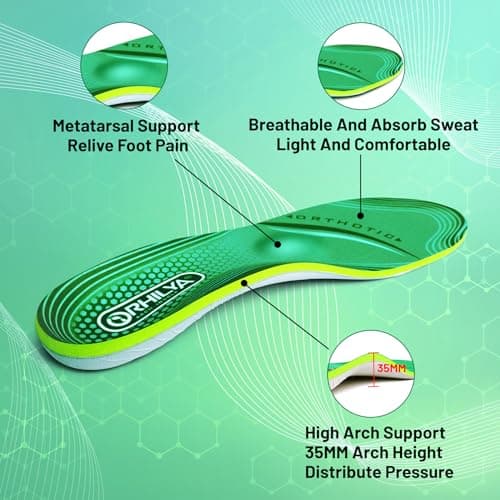 ORHILYA 220lbs+ High Arch Support Insert Plantar Fasciitis Relief Metatarsal Pain Orthotic Insole for Men & Women Standing All Day, Flat Feet Heel Comfort Work Boot Shoe Inserts,290MM Size 10 - Thumbnail 5