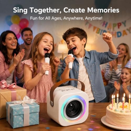 Mini Karaoke Machine for Kids with 2 Wireless Mics,TOP Singing Toys Birthday Gifts Ideas for Girls Ages 3,4,5,6,7,8,9,10,11,12+ Years Old,Great Gift Ages Girls,Boys Trend Party - Thumbnail 2