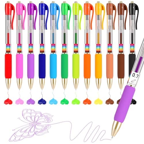 HomFilix Colored Pens, 12 Pack of Quick-Dry Gel Pens, Fine 0.7mm Tip for Smooth Journaling, Note Taking & Planning, Vibrant Colorful Pens for Creative Doodling, Office & School Supplies - Image 1