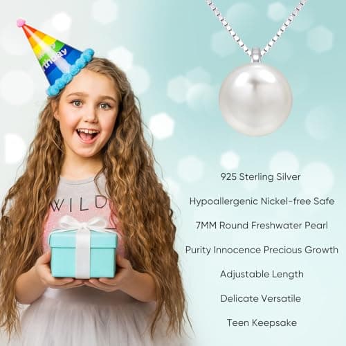 Pearl Necklaces Birthday Gifts for Girls - 925 Sterling Silver Single Freshwater Pendant Jewelry Adjustable Chain Sweet Dainty Trendy with Card Beauty Meaningful Present for Teen Girl (10 Years Old) - Thumbnail 3