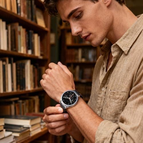 Leather Band Compatible with Samsung Galaxy Watch Ultra 47mm/Watch 8 7 6 5 4 FE 40mm 44mm/Watch 8 6 4 Classic/Watch 5 Pro, Premium Top Grain Leather Strap with Rugged Stainless Steel Connector for Samsung Watch Bands Men & Women - Thumbnail 5