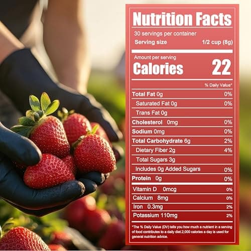 Organic Freeze Dried Strawberries Sliced, 8.5 Oz | 100% Natural Dehydrated Fruit | Dry Strawberry Slices | No Sugar & Additives | Healthy Snack & Topping for Beverages or Recipes | Non-GMO, Vegan - Thumbnail 2
