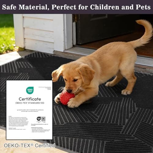 BelleCosy Low Profile Door Mat Indoor Outdoor, 3′ x 6′ Heavy Duty Non Slip Entryway Rug for High Traffic Areas, Grid-Pattern Waterproof All-Weather Floor Mat for Mudroom, Garage, Pet Paths - Thumbnail 6