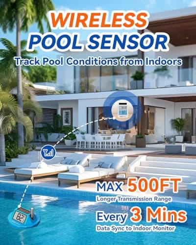 BALDR Wireless Pool Thermometer Floating Easy Read, 2026 Upgrade Solar Powered Water Temperature Gauge with Indoor Monitor, IPX8 Waterproof 500FT Range for Pools,Hot Tubs,Spas, Baths, Aquariums - Thumbnail 2