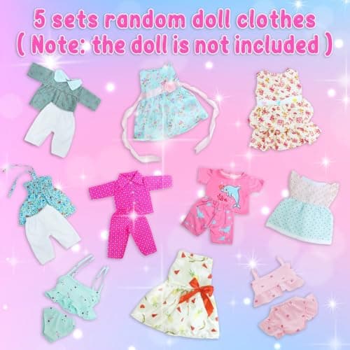 5 Set American 18 inch Doll Clothes and Accessories for Girl Dolls Including Fashion Dress Casual Daily Outfits Swimsuits Summer Clothing (NO Doll) - Thumbnail 2
