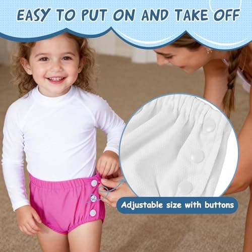 2PCS Reusable Swim Diapers - Toddler Baby Swim Diaper Washable Snap Pool Swimming Diaper Soft and Silky Waterproof Diapers for Swimming Lessons Boys and Girls - Thumbnail 3