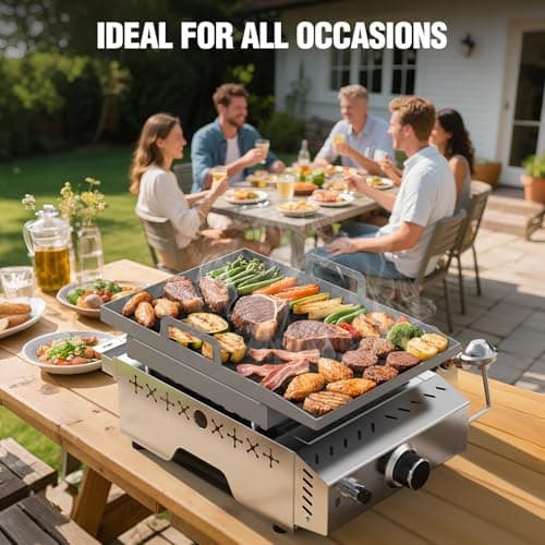 Cowsar Premium Dual-Burner Tabletop Gas Grill | 16,000 BTU Portable Propane Grill with 304 Stainless Steel & Dual Side Shelves – Compact Outdoor BBQ for Patio, Camping, and Backyard Grilling - Thumbnail 6