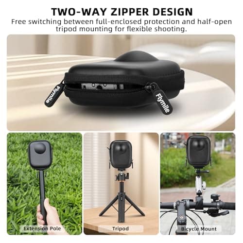 Flymile Protective Carrying Case for DJI Osmo 360 (for Cage and Lens Cap), Storage Small Bag Travel PU Hard Shell Portable Cover Protector With Carabiner & Wrist Strap Camera Accessories - Thumbnail 4