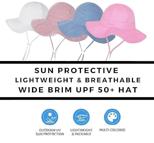Baby Sun Hat Toddler Girls Bucket Hats Protection Beach Hat UPF 50+ Toddler Wide Brim Bucket Summer Hats ALightgrey 6-12 Month - Thumbnail 3