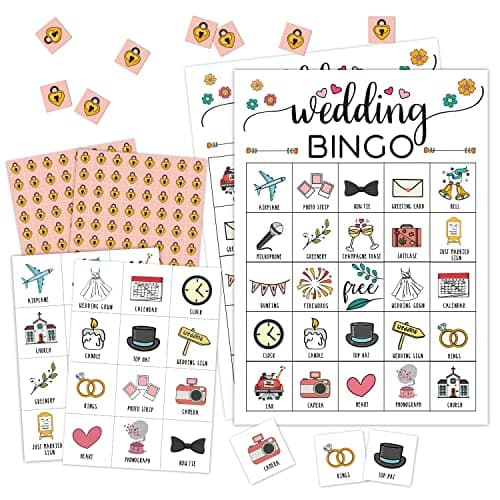 RLCNOT Wedding Party Bingo Game, 24 Players Bingo Game, for Bridal Shower Wedding Shower, Engagement Bachelorette Party, Reception Activity Supplies - 001