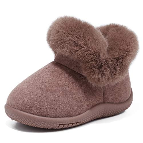 KEESKY Snow Boots for Baby Boys Toddler Size 6 M Suede Fur Lined Winter Warm Kids Footwear Shoes