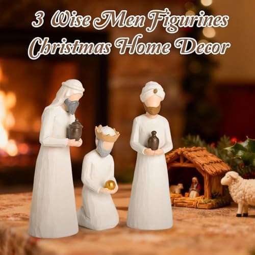 Nativity Set Three Wise Men - 8.7" Large Size Hand-Carved Resin Nativity Collection Figurines,3 Pcs Classic Nativity Scene Wisemen Figures Indoor 3 Kings New Year Decoration Gifts for Holy Family - Thumbnail 4