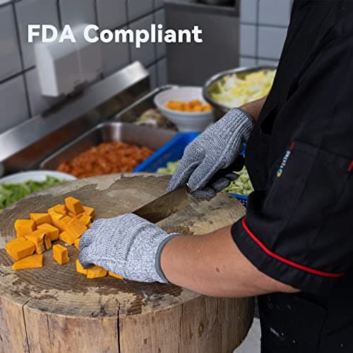 ANDANDA Cut Resistant Gloves, Food Grade Safety Kitchen Cuts Work Gloves for Oyster Shucking, Fish Fillet Processing, Meat Cutting and Wood Carving, Grey L 12 Pairs - Thumbnail 4