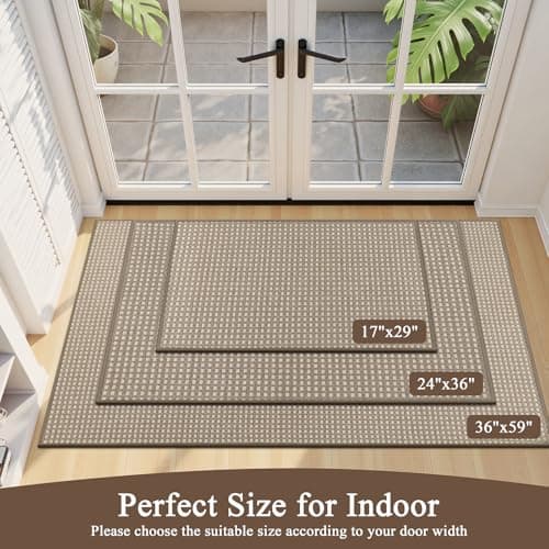 U'Artlines Door Mat 36"x59",Non Slip Rubber Backing Floor Mats, Absorbent Dirt Resistant Low-Profile Doormats, Front Door Mat Rug for Indoor Outdoor Entry, Patio, Porch Brown - Thumbnail 2