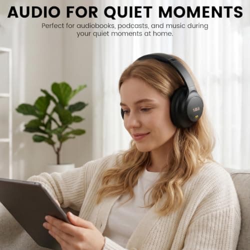 1Mii Y8+ Hybrid Active Noise Cancelling Headphones, 100H Ultra Playtime, Bluetooth 6.0 Over Ear, Wireless Hi-Res Audio & Deep Bass, Comfort for Travel & Home Office, AI Chat & Custom EQ via APP, Black - Thumbnail 6