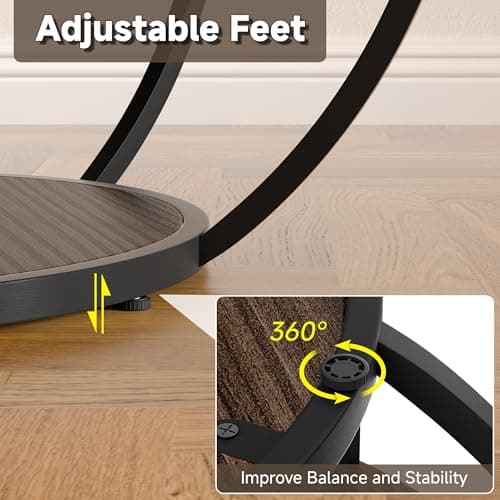 TEROL Round Coffee Table, 31" Coffee Table for Living Room Decor, 2-Tier Storage with Steel Frame, Space-Saving Wood Center Table, Modern Style Easy Assembly (Dark Coffee) - Thumbnail 5