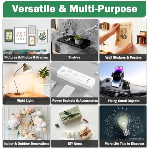 3 Rolls Double Sided Tape Heavy Duty - Total 30FT, Extra Strong Nano Tape Adhesive Strips Filament Tape, Clear Mounting Tape Removable Two Sided Adhesive Tape for Walls, Posters, Rug, Picture Hanging - Thumbnail 4