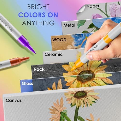 80 Colors Dual Acrylic Paint Markers, Fabric Markers, Brush Permanent Paint Pens for Wood, Glass, Rocks, Paper, Coloring Book, Ceramic, DIY Crafts, Art School Supplies - Thumbnail 6