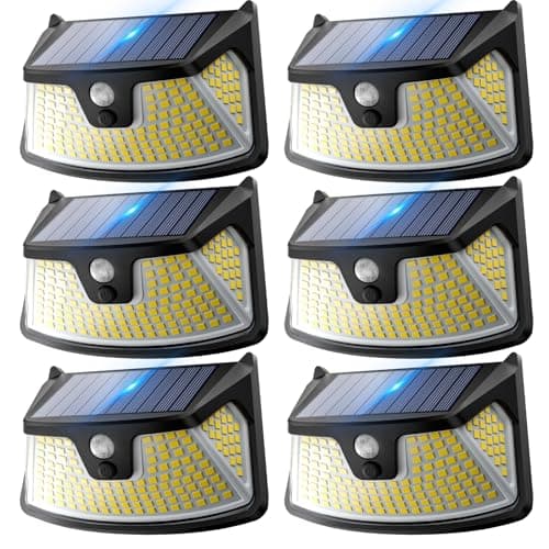 BUCASA 152LED Solar Motion Light Outdoor 850LM Super Bright 3-Mode Motion Sensor Lights Outdoor IP65 Waterproof 270° Wide Security Light Solar Powered Flood Lamp for Garden Wall Fence Garage（6 Pack） - Image 1