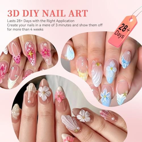 COLOURSMILE 4 in 1 No Wipe 3D Nail Sculpting Gel 30ml - Clear Gel Glue for Nail Tips, Chrome Powder, Charms Gems, Drawing & DIY Christmas Nail Art Lamp Curing Needed - Thumbnail 3