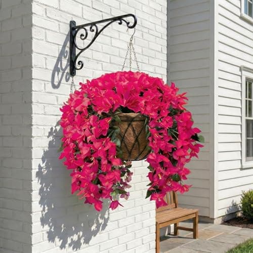 capirosa Artificial Flowers for Outdoors Fake Hot Pink Bougainvillea Hanging Flower Decoration, 2Pcs Realistic Faux Silk Plants Long Trailing Vines, Spring Decor for Porch Patio Balcony Planter Yard - Thumbnail 2