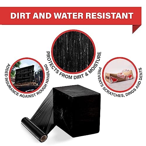 Simply Cool Black Stretch Wrap Industrial Strength Extra Thick 17.5" 1100 SqFt 80 Gauge Shrink Wrap Roll for Moving Supplies, Furniture, Pallets, Plastic Wrap for Packing, Stretch Film - Thumbnail 6