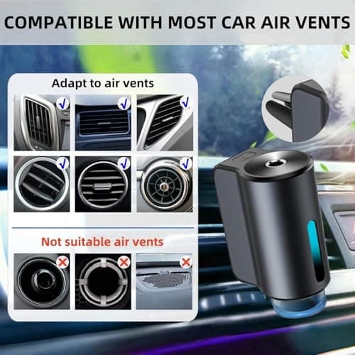 Car Air Freshener Diffuser with Three Adjustable, Rechargeable Car Diffusers, Car Fresheners Long Lasting (Lemon) - Thumbnail 3