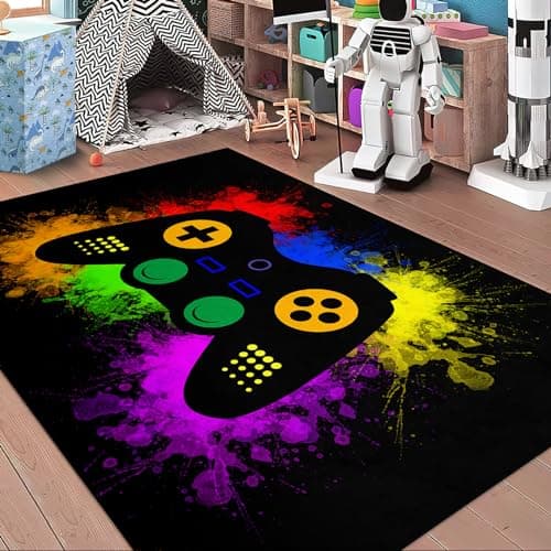 Gaming Rugs for Boys Teens Bedroom Decor Gamer Rugs for Living Room Gamepad Controller Carpets, 2'5"x4' - Thumbnail 3