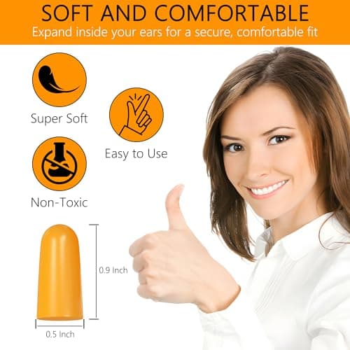 Quality Foam Ear Plugs 10 Pair - 32dB Soft Foam Earplugs for Sleeping Noise Cancelling Disposable - Individually Wrapped High Decibel Ear Plugs for Noise Reduction Construction Work Shooting Music - Thumbnail 2