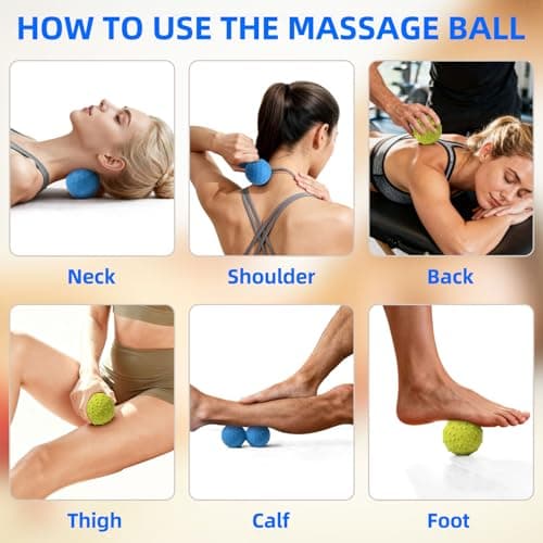 Peanut & Spiky Massage Ball Set, Double Lacrosse Peanut Roller + Firm Spiky Ball for Deep Tissue Myofascial Release, Trigger Point Therapy, Plantar Fasciitis & Muscle Recovery (Blue Mix White+Yellow) - Thumbnail 5
