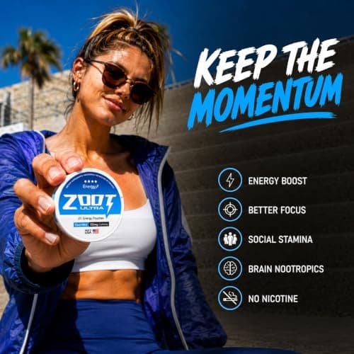Zoot Pouches | Ultra Focus & Energy Blend | Cool Mint - 80 Pouches | 50mg Caffeine, Alpha GPC, L-Tyrosine, L-Theanine | 4 Pack | Made in USA - Thumbnail 2
